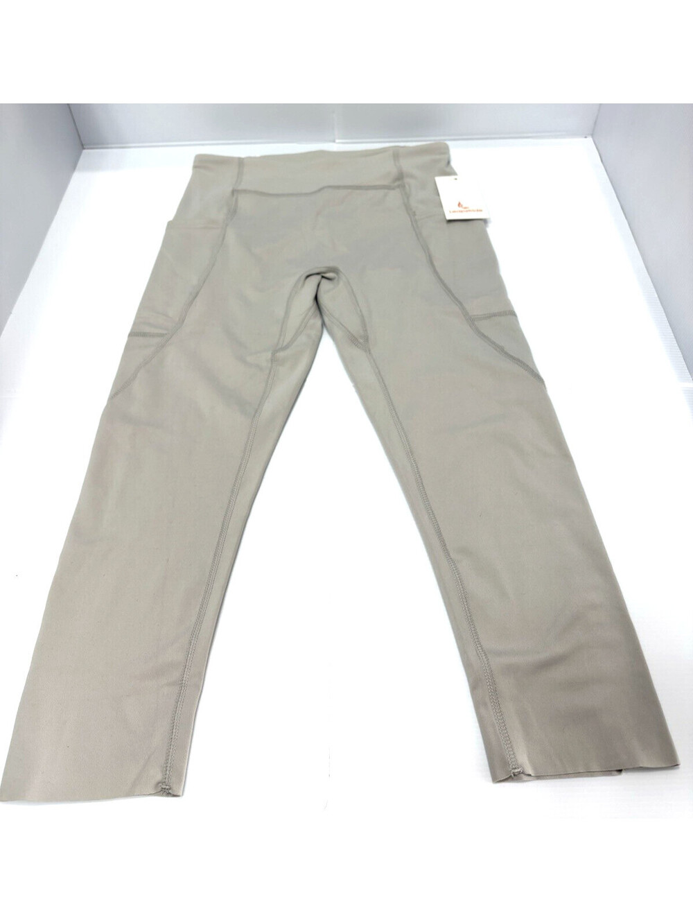 Womens High Waisted Leggings Activewear Gray Taupe Pants Size Small, NWT